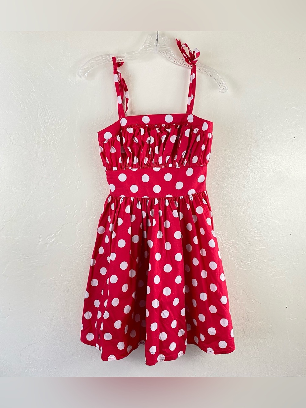 Tatyana Beach Bach XS Red & White Polka Dot Spaghetti Strap Square Neck Dress